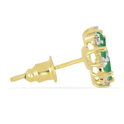 BUY 14K GOLD NATURAL EMERALD GEMSTONE CLASSIC EARRINGS